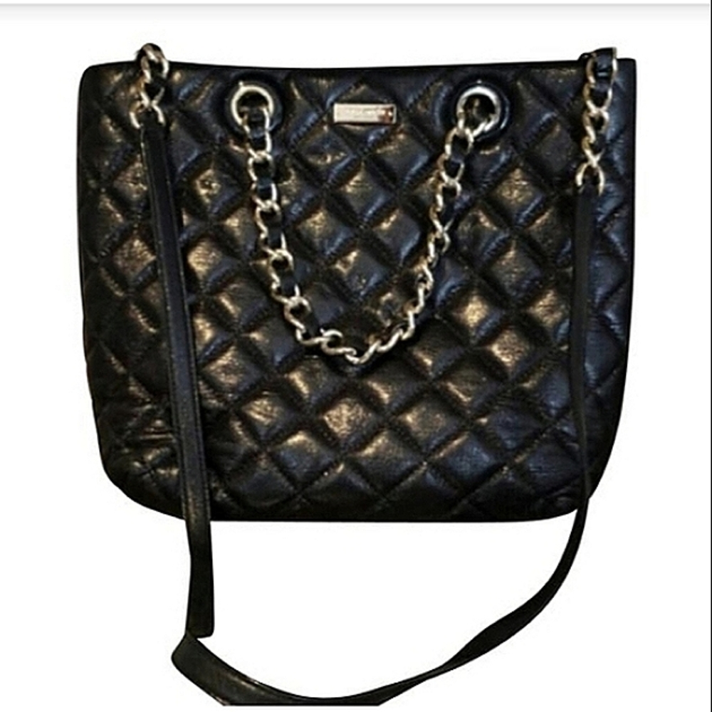♠ KATE SPADE Black & Gold-tone Quilted Leather Purse Preloved ****